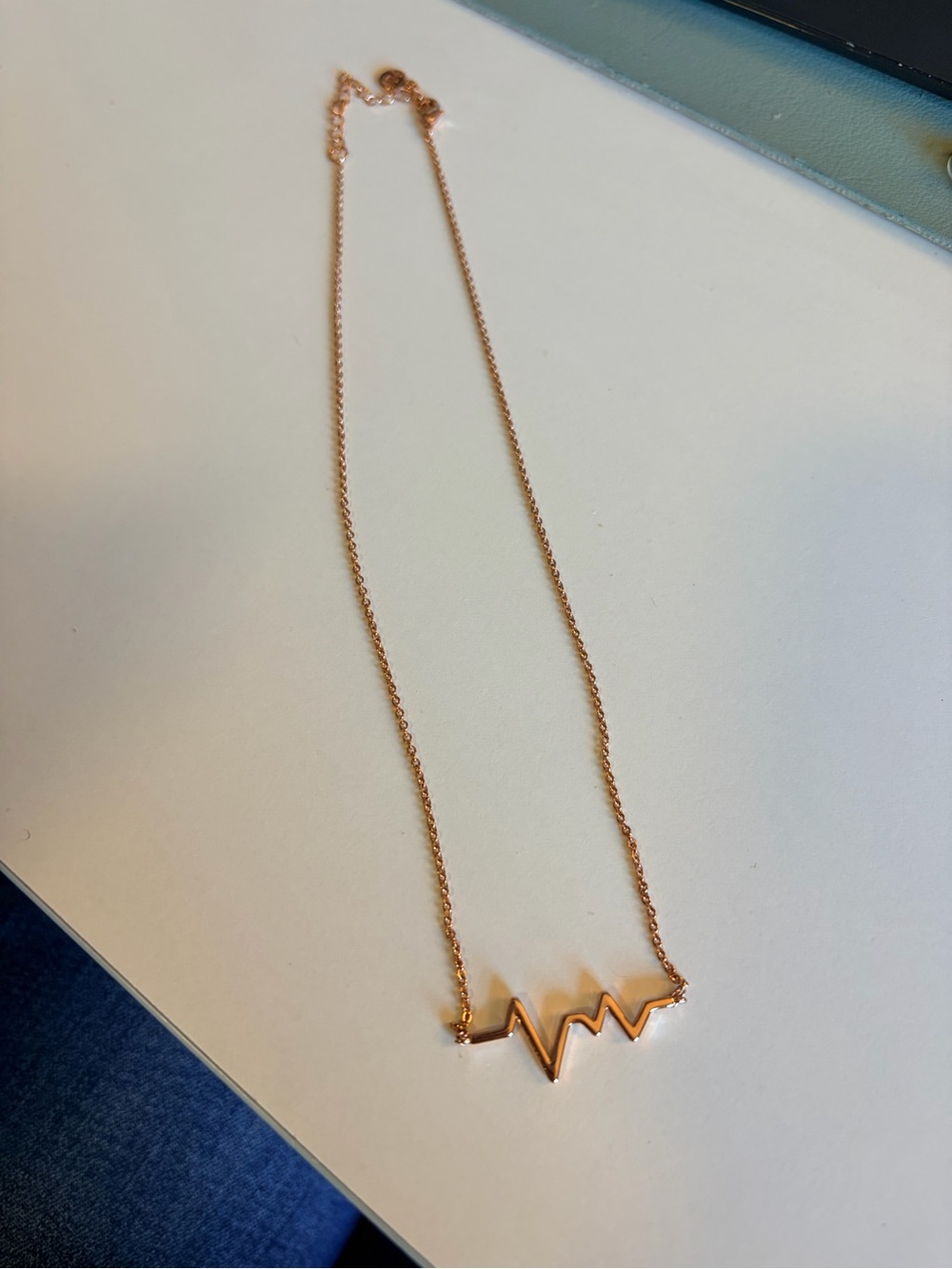 Rose Gold Heartbeat Wave Necklace - Women Jewelry 18’’